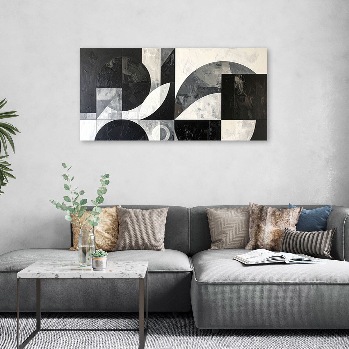 Obraz do salonu biura, Abstrakcja geometryczna czarno biały