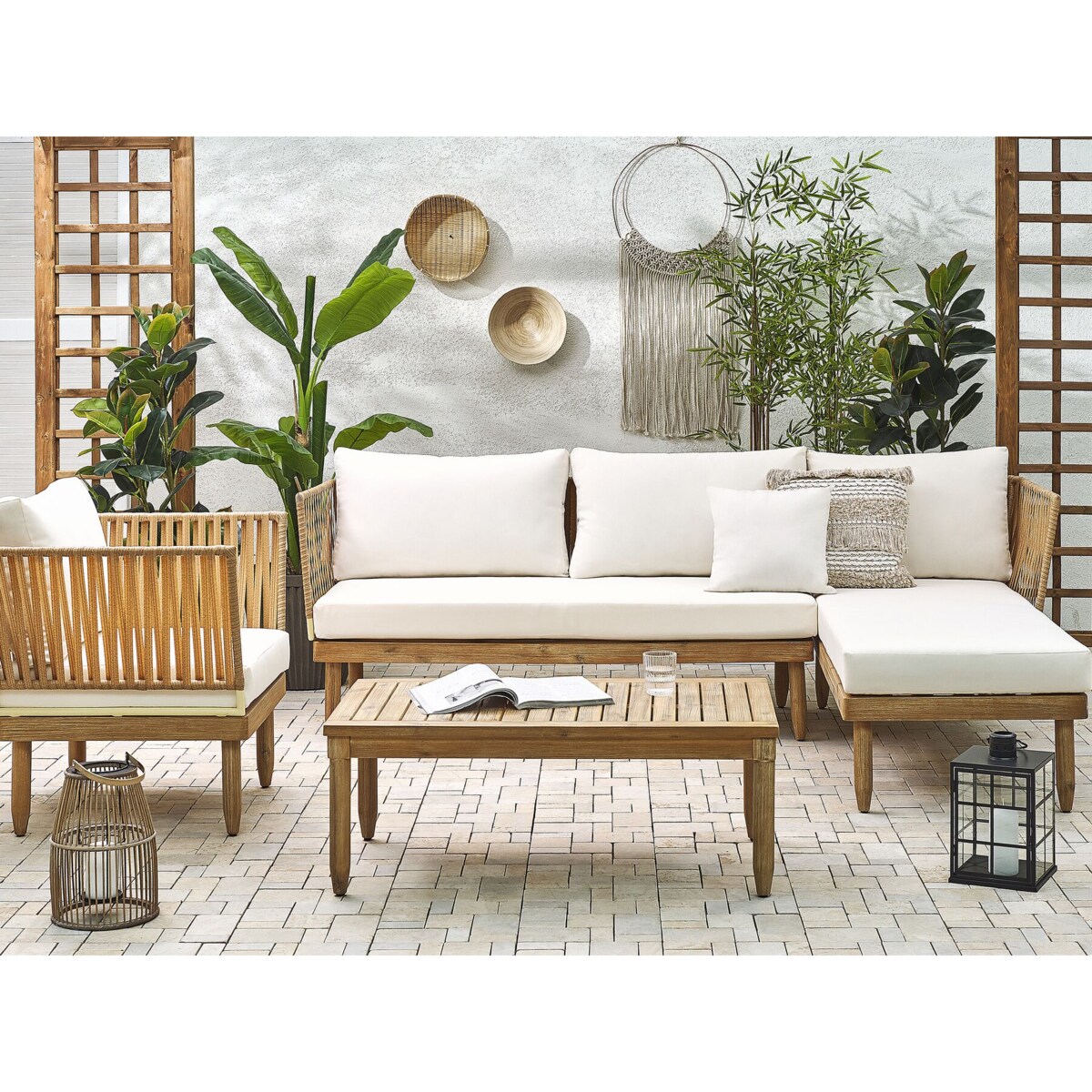 Zestaw ogrodowy drewno akacjowe 5-osobowy jasny CREMONA