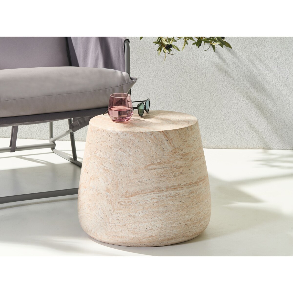 Stolik pomocniczy BIENTINO 46 cm 46 cm Efekt trawertynu