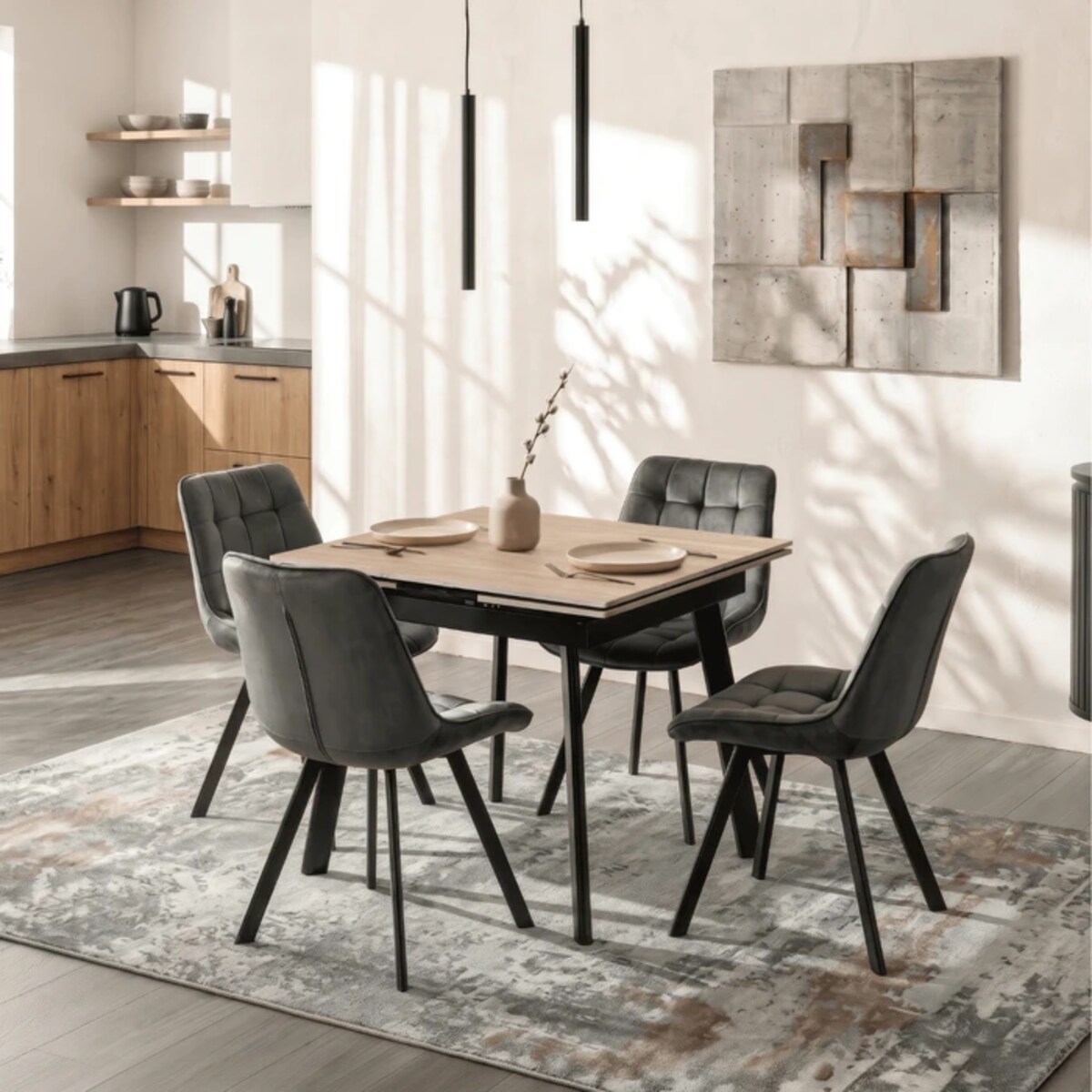 Stół ceramiczny rozkładany do jadalni dąb 90-150 cm LARES