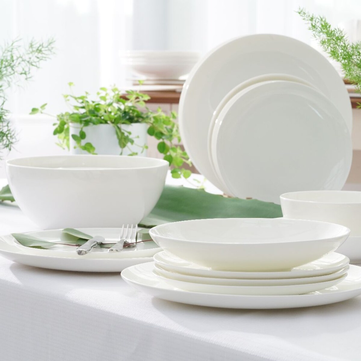 VILLA ITALIA Serwis obiadowy porcelanowy na 6 osób BOSTON white