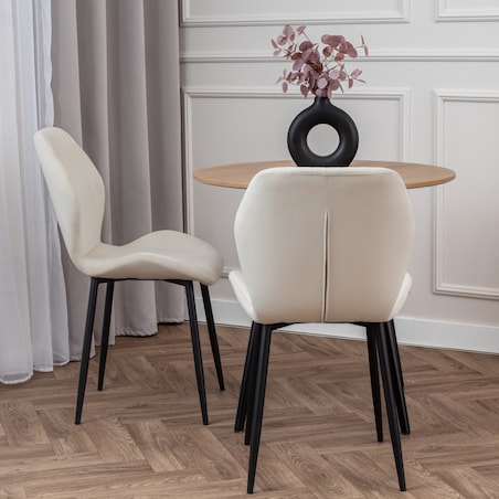 Krzesło tapicerowane do salonu jadalni pikowane welurowe beżowe