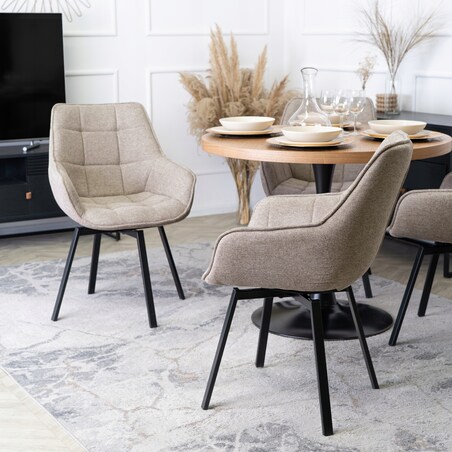 Krzesło Tapicerowane Do Jadalni Kuchni Salonu Obrotowe 360 Beżowe LUNA 2