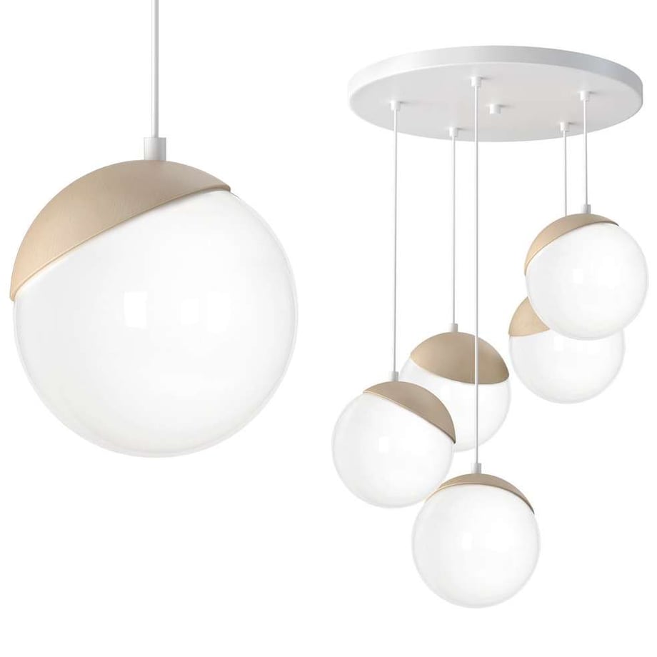 Skandynawska LAMPA wisząca SFERA WOOD MLP5426 Milagro loftowa OPRAWA zwis szklane kule kaskada biała drewno