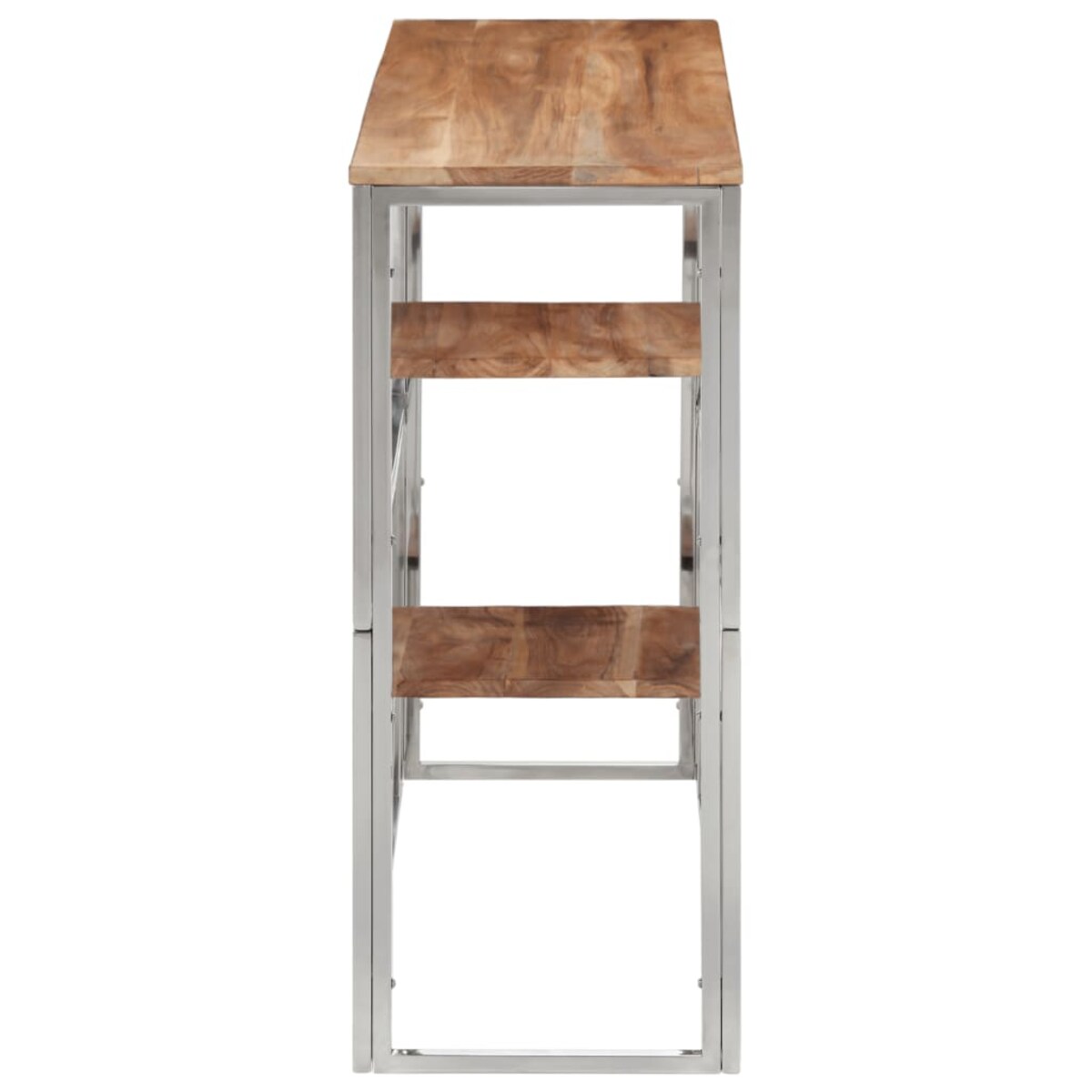 vidaXL Stolik konsolowy, srebrny, stal nierdzewna i drewno akacjowe