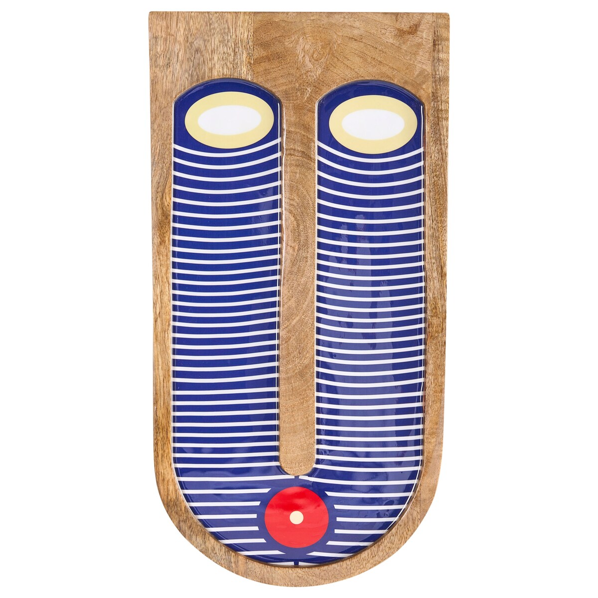Dekoracja ścienna Twarz JIMETA Drewno mango 40 cm Niebieski