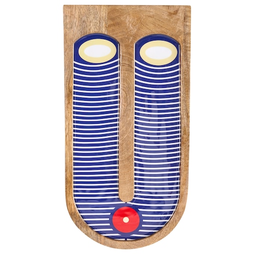 Dekoracja ścienna Twarz JIMETA Drewno mango 40 cm Niebieski