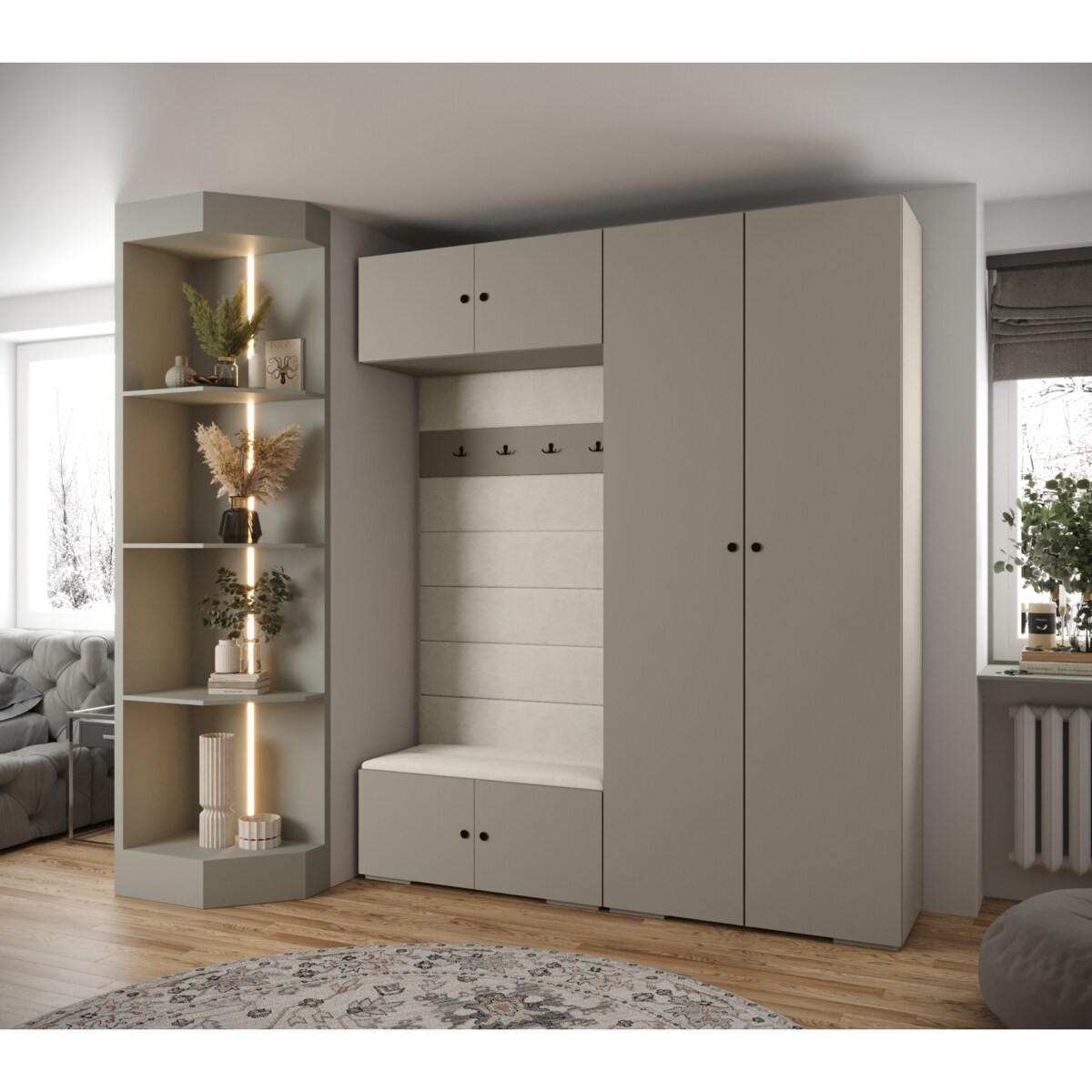 Garderoba do przedpokoju INOVA 2 Z18 kaszmir+czarny+manila02