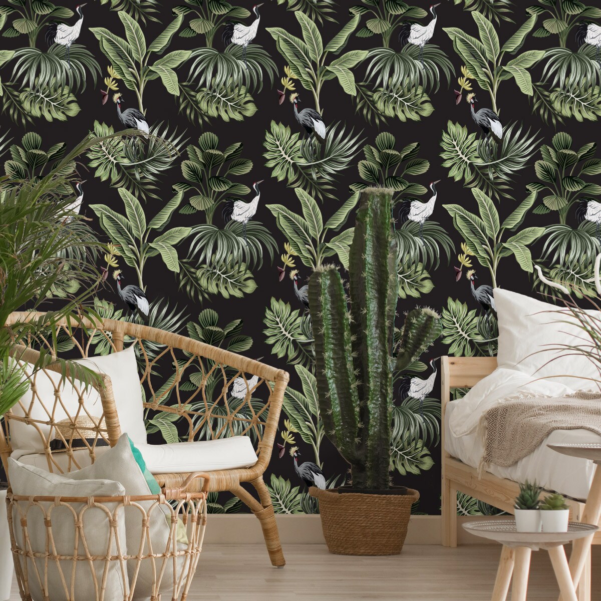 Tapeta liście tropikalne ptaki natura