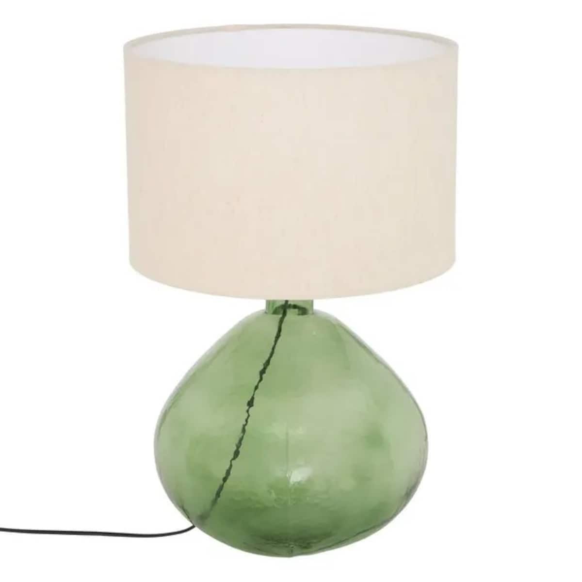 Lampa stołowa ze szklaną podstawą, zielona, 55 cm, Melly