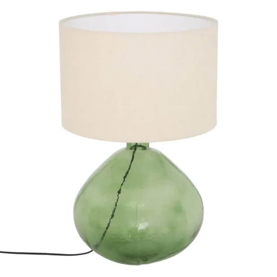 Lampa stołowa ze szklaną podstawą, zielona, 55 cm, Melly