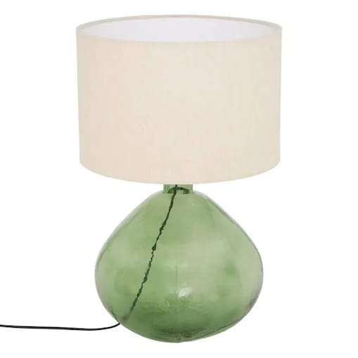Lampa stołowa ze szklaną podstawą, zielona, 55 cm, Melly