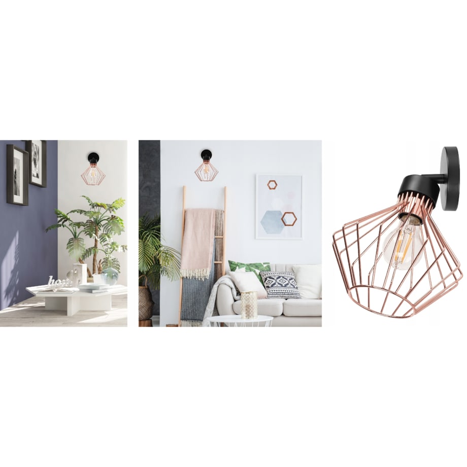 Lampa Kinkiet Ścienny Metalowy Loft Rose Black