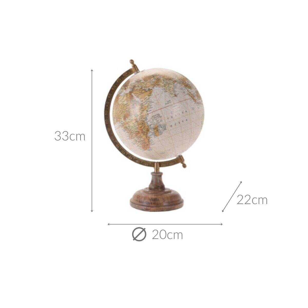 Globus na podstawie z drewna mango, 33 cm