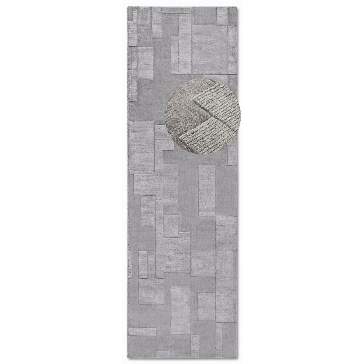 Chodnik wełniany do korytarza 80x250cm, szary nowoczesny wzór 3D