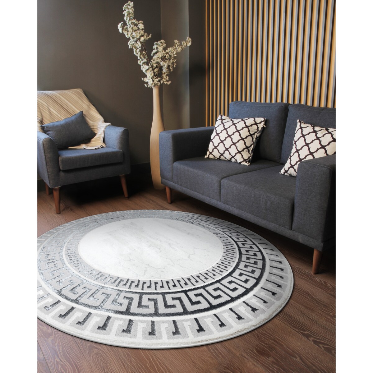 Dywan ALLURE 1960 koło, Grecki klucz, ramka koło 200 cm
