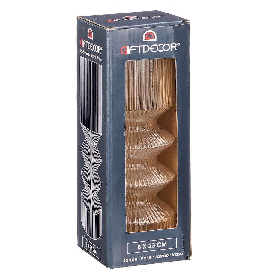 Szklany wazon tuba ryflowane szkło, 8 x 23 cm