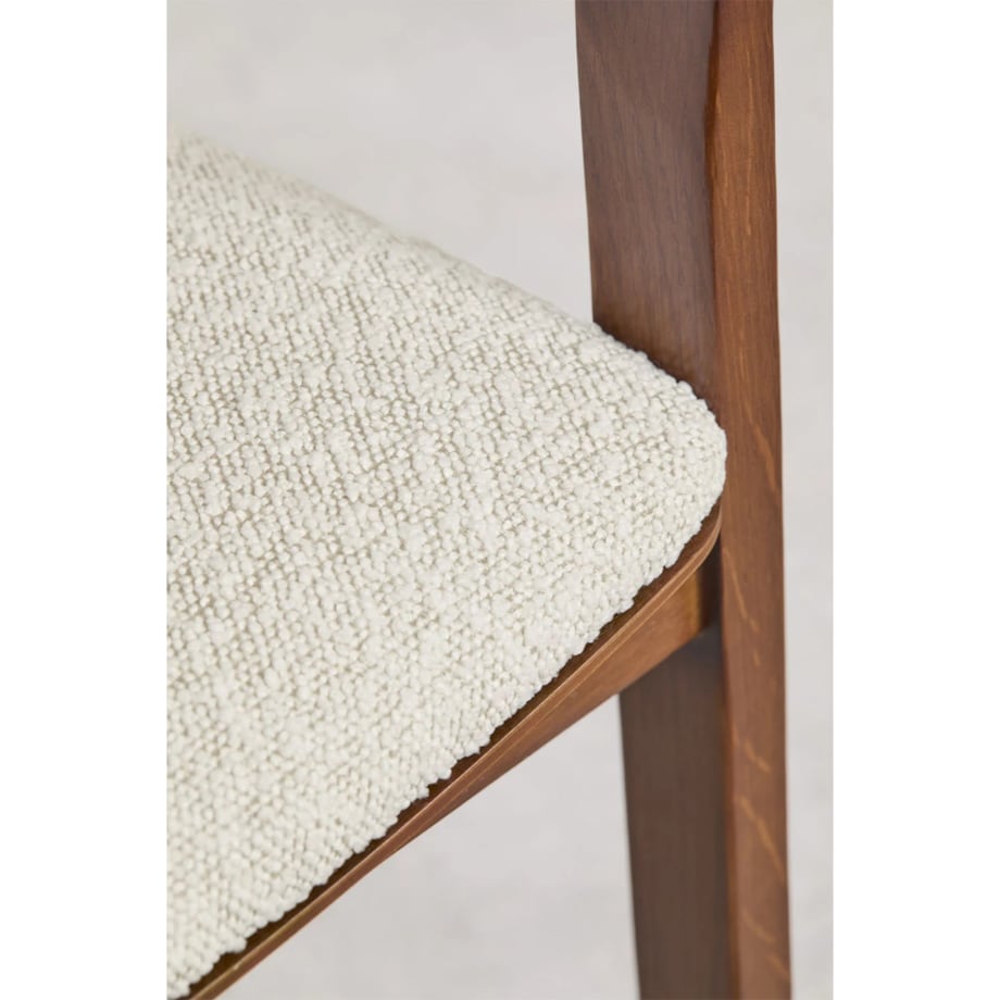 Krzesło drewniane, ciemne drewno + bouclé, Olsen