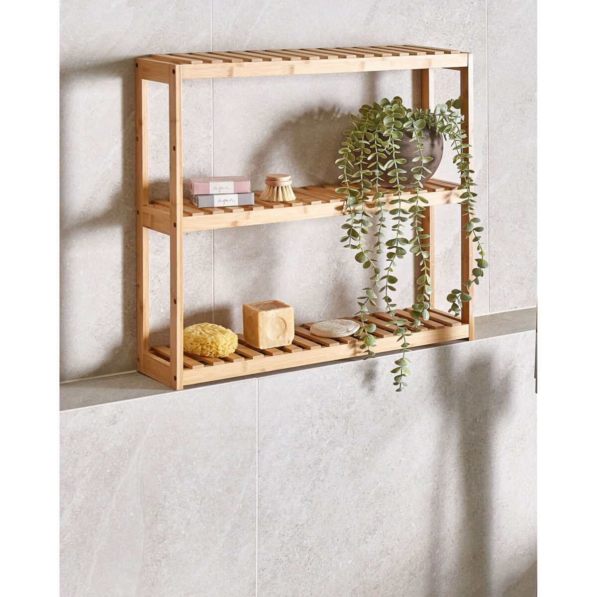 Bambusowa półka łazienkowa jasne drewno PADUCAH