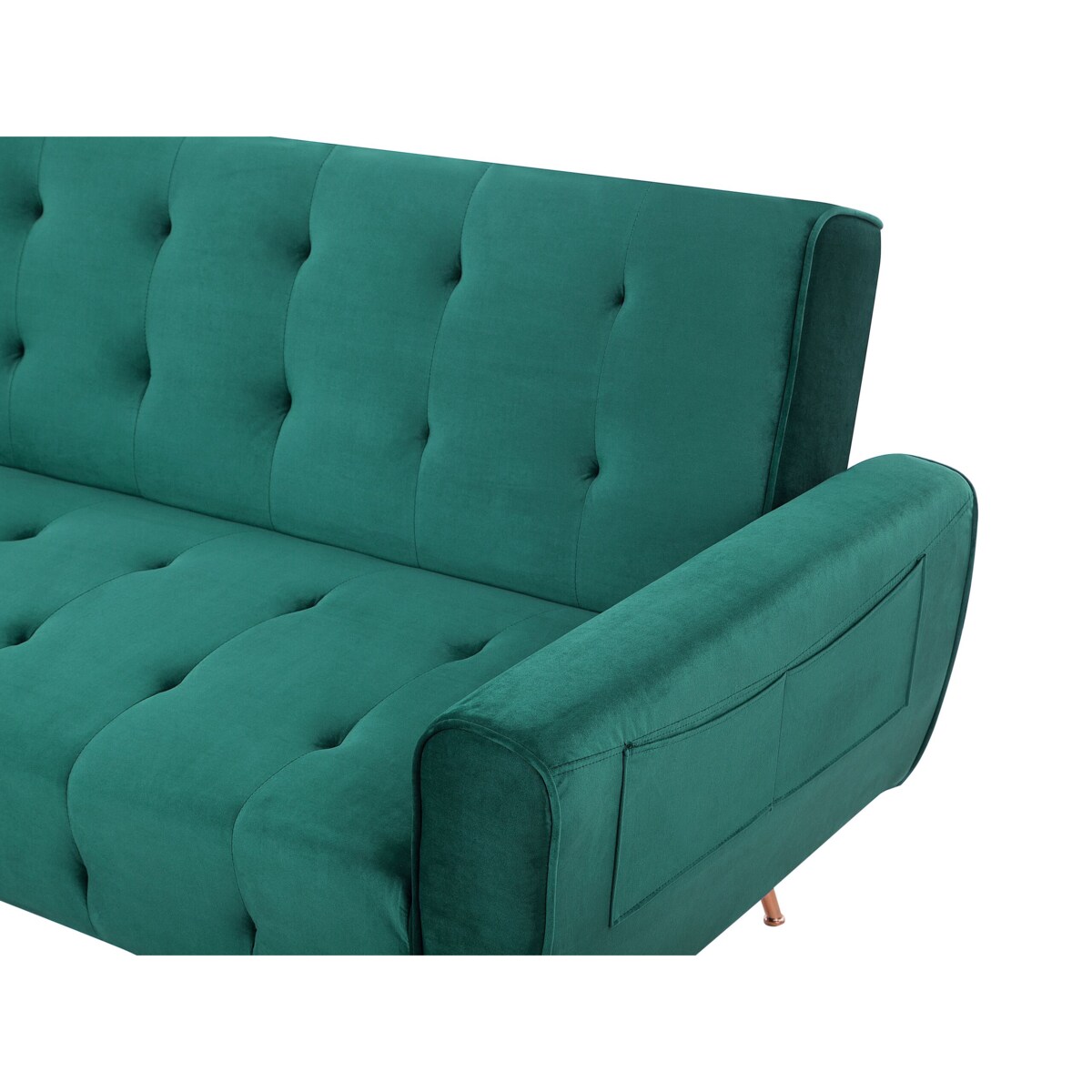 Sofa rozkładana welurowa szmaragdowa SELNES