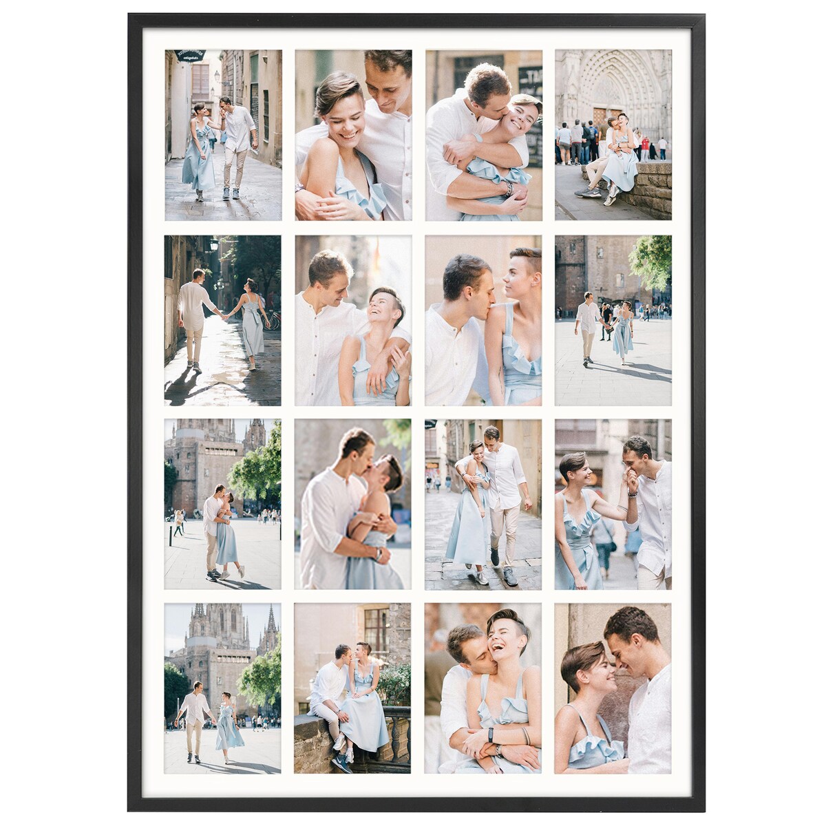 Ramka na zdjęcia 16 zdjęć 10x15 cm rama czarna foto galeria 50x70 cm kolaż FRAMAI®