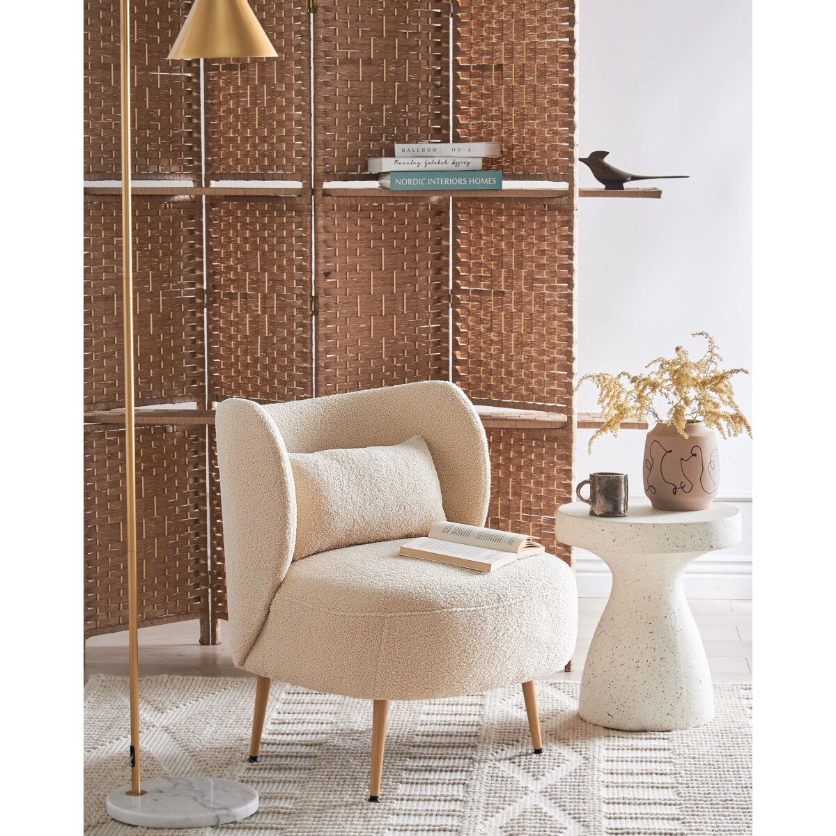 Fotel OTSBY II Z poduszką Boucle Beżowy