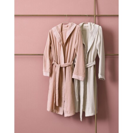 Szlafrok kąpielowy damski lub męski w kolorze kremowym, miękki i ciepły szlafrok z bawełny frotte, Essenza, rozmiar L
