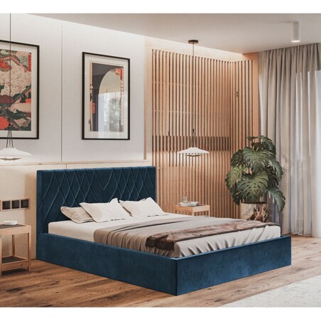 Łóżko tapicerowane z pojemnikiem 140x200 OLDO 5 Monolith 77-granatowy
