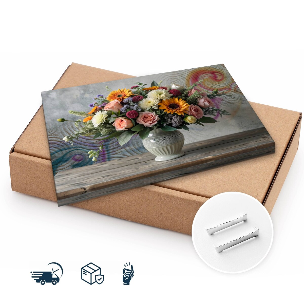 Obraz Na Płótnie Do Sypialni Bukiet Kwiatów Natura Abstrakcja Beton 70x50cm