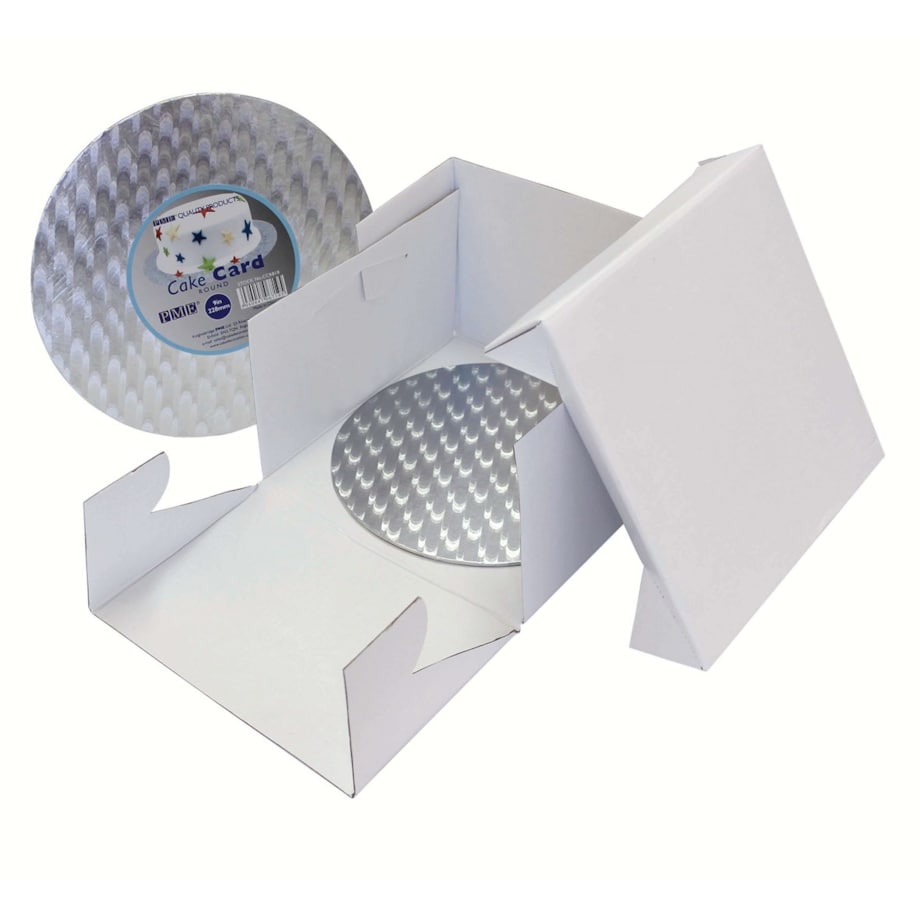 PME Zestaw pudełko i okrągła deska 25 cm biały