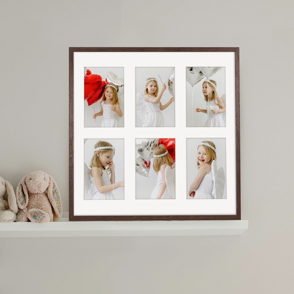 Ramka na zdjęcia 6x 10x15 cm brązowa galeria zdjęć multirama collage 40x40 cm FRAMAI