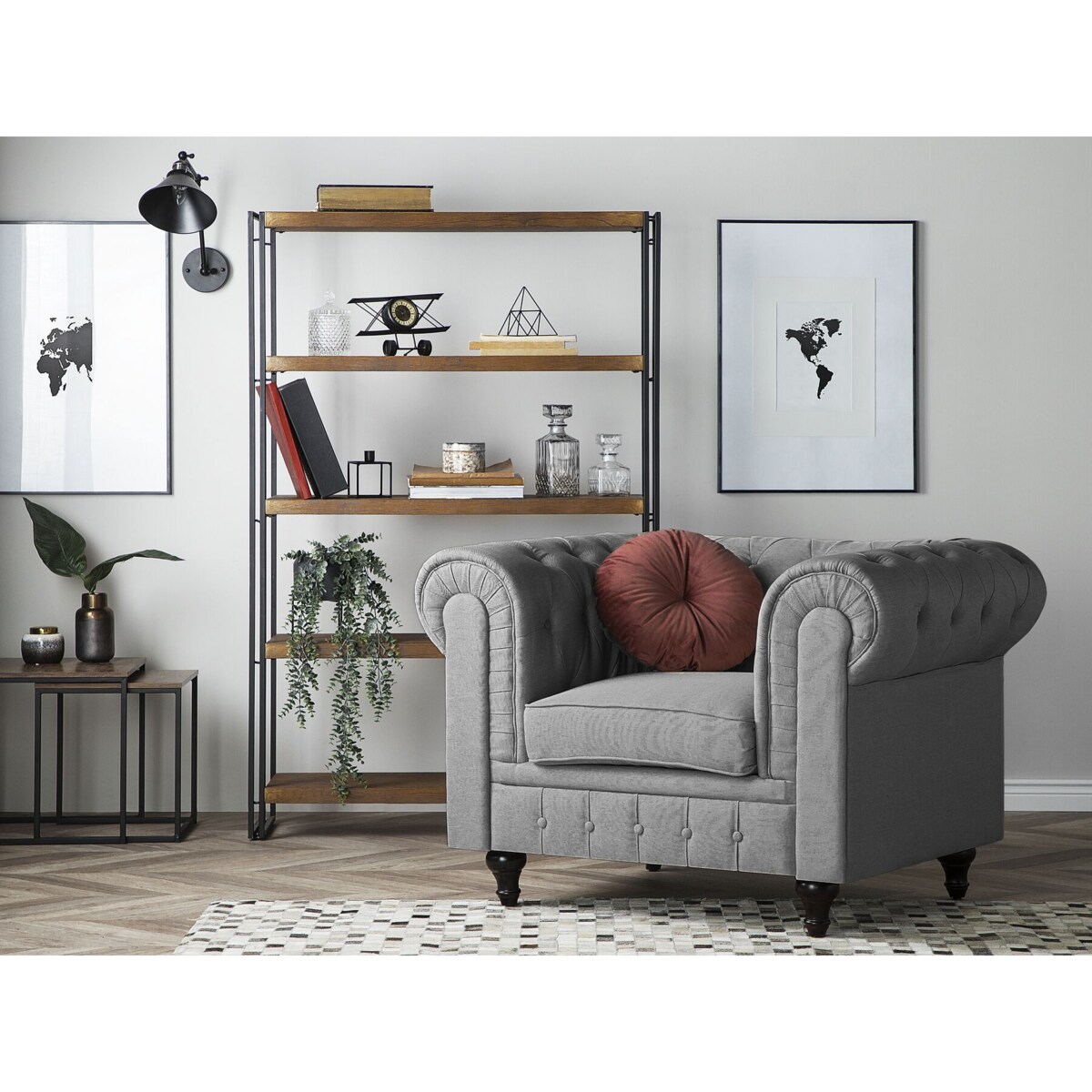 Fotel duży szary CHESTERFIELD