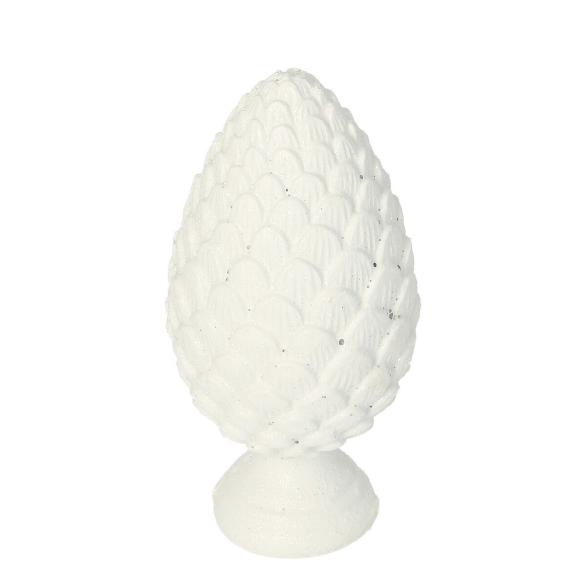 Dekoracja White Cone 13cm boże narodzenie, święta, świąteczne, biały-srebrny, 7 x 13 cm