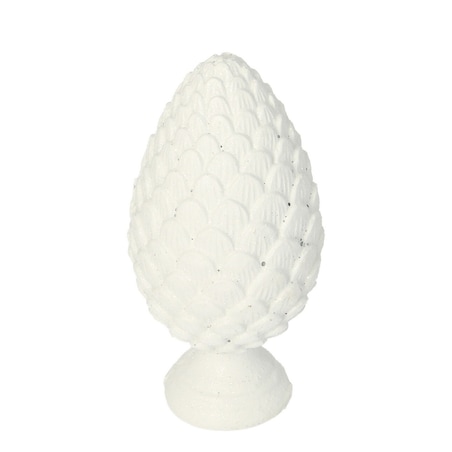Dekoracja White Cone 13cm boże narodzenie, święta, świąteczne, biały-srebrny, 7 x 13 cm