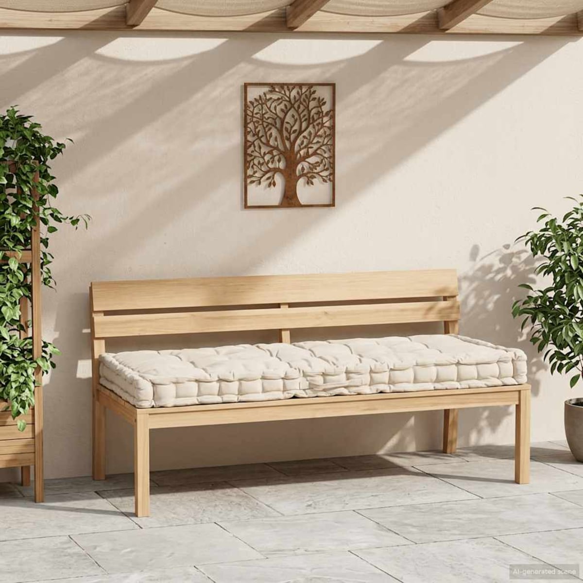 vidaXL Poduszka na podłogę lub palety, bawełna, 120x80x10 cm, beżowa