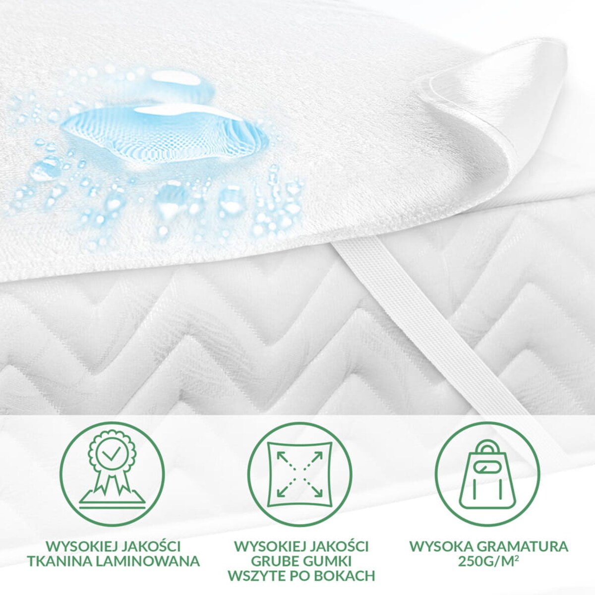 Ochraniacz na materac wodoodporny, rozmiar 60x120 Bonson kolor biały