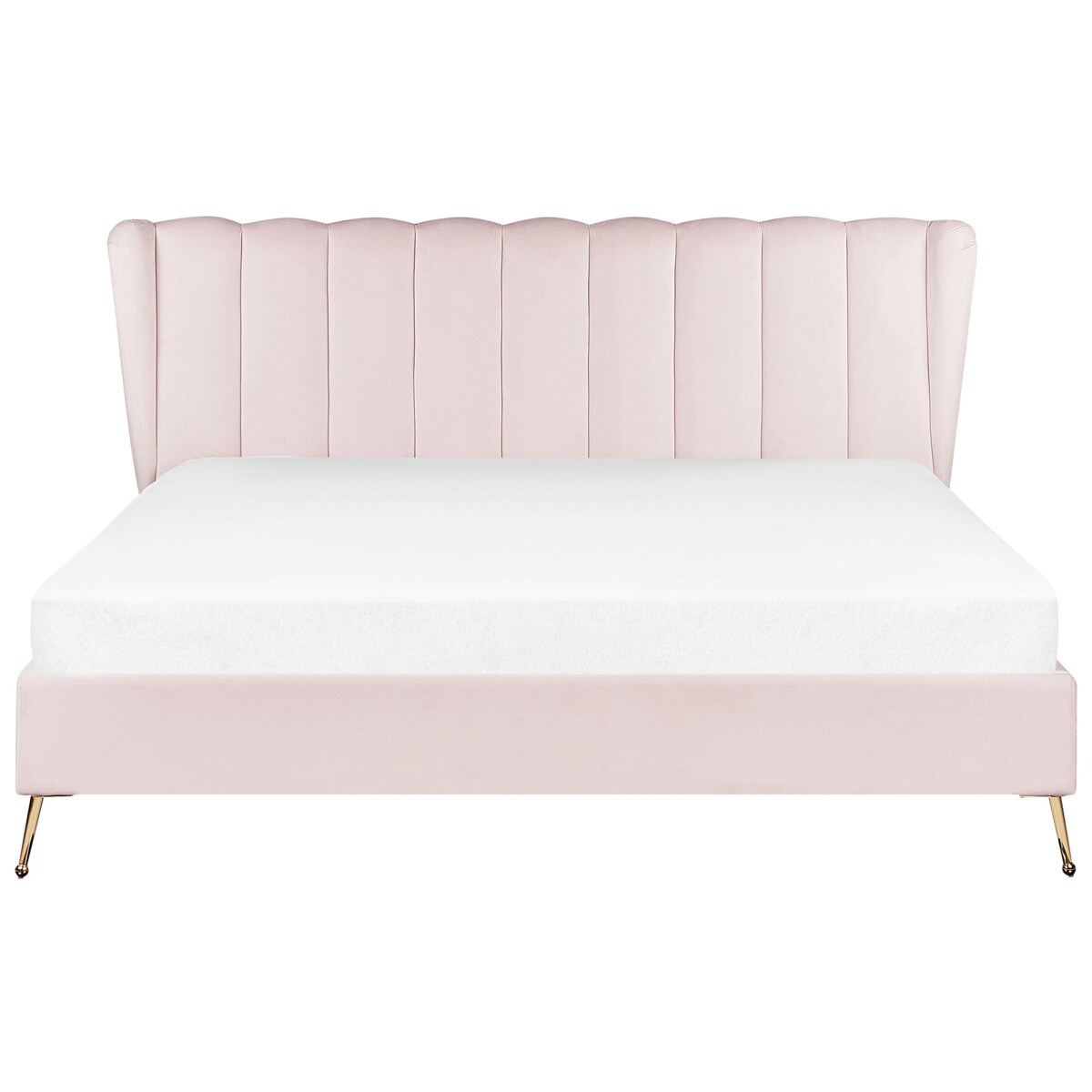 Łóżko welurowe 180 x 200 cm z portem USB różowe MIRIBEL