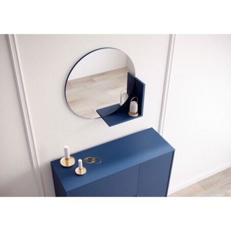 Okrągłe Granatowe Lustro z półką Lucija / średnica 60 cm