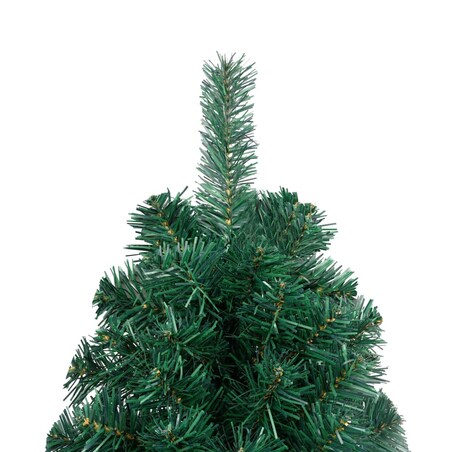 vidaXL Choinka z lampkami i bombkami, połówka, zielona, 150 cm