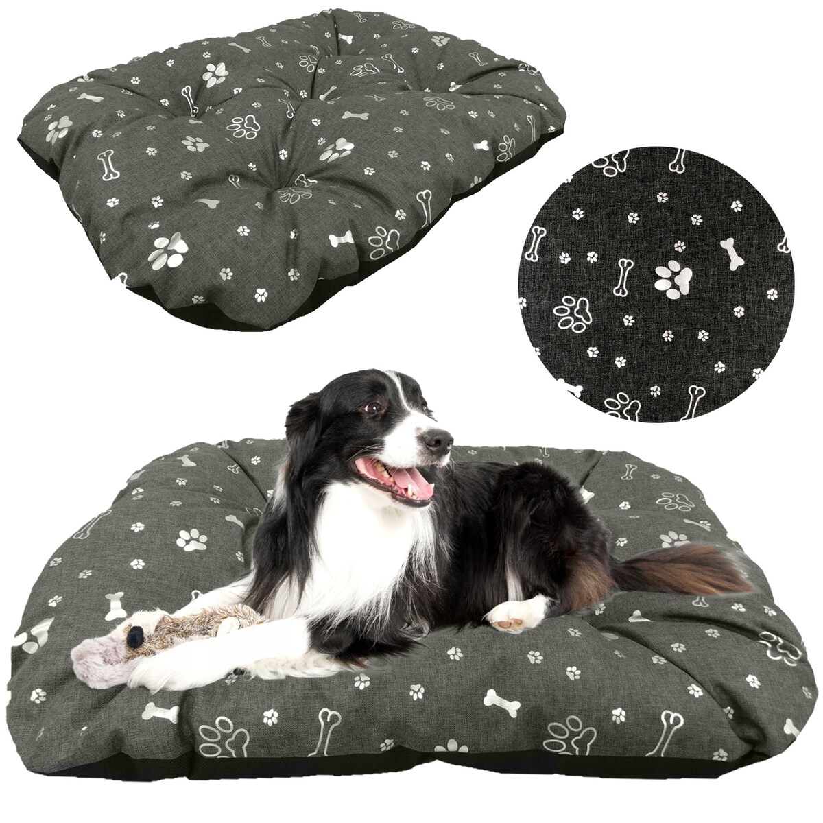 Legowisko Dla Psa Poduszka Posłanie Wytrzymałe 120X90 Cm Kość Srebrna