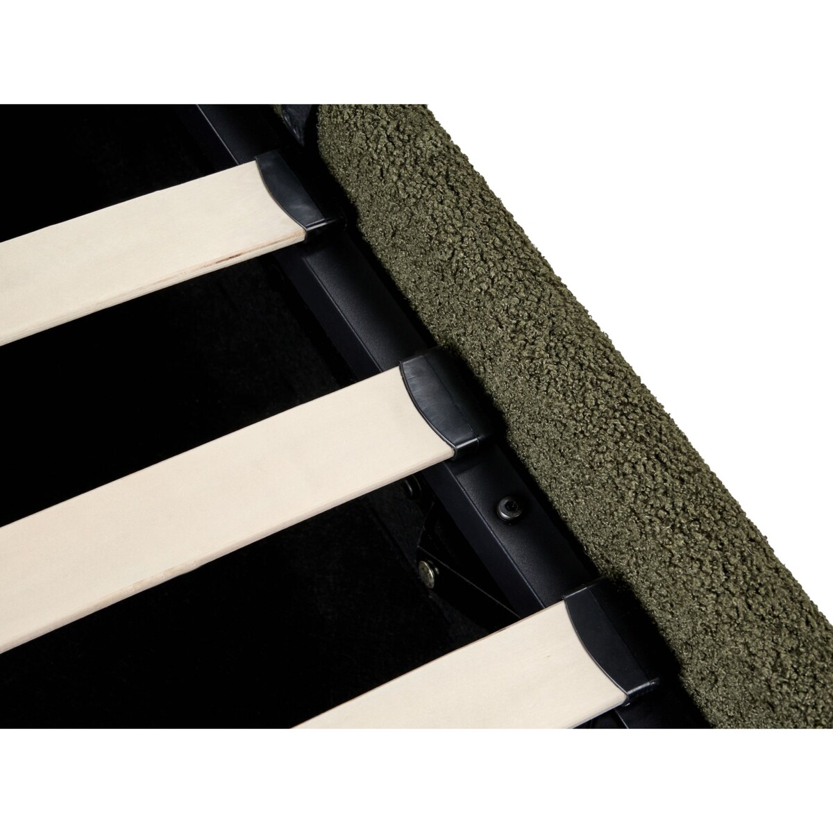 Łóżko z pojemnikiem bez zagłówka Boucle DINAN 160 x 200 cm Ciemnozielony