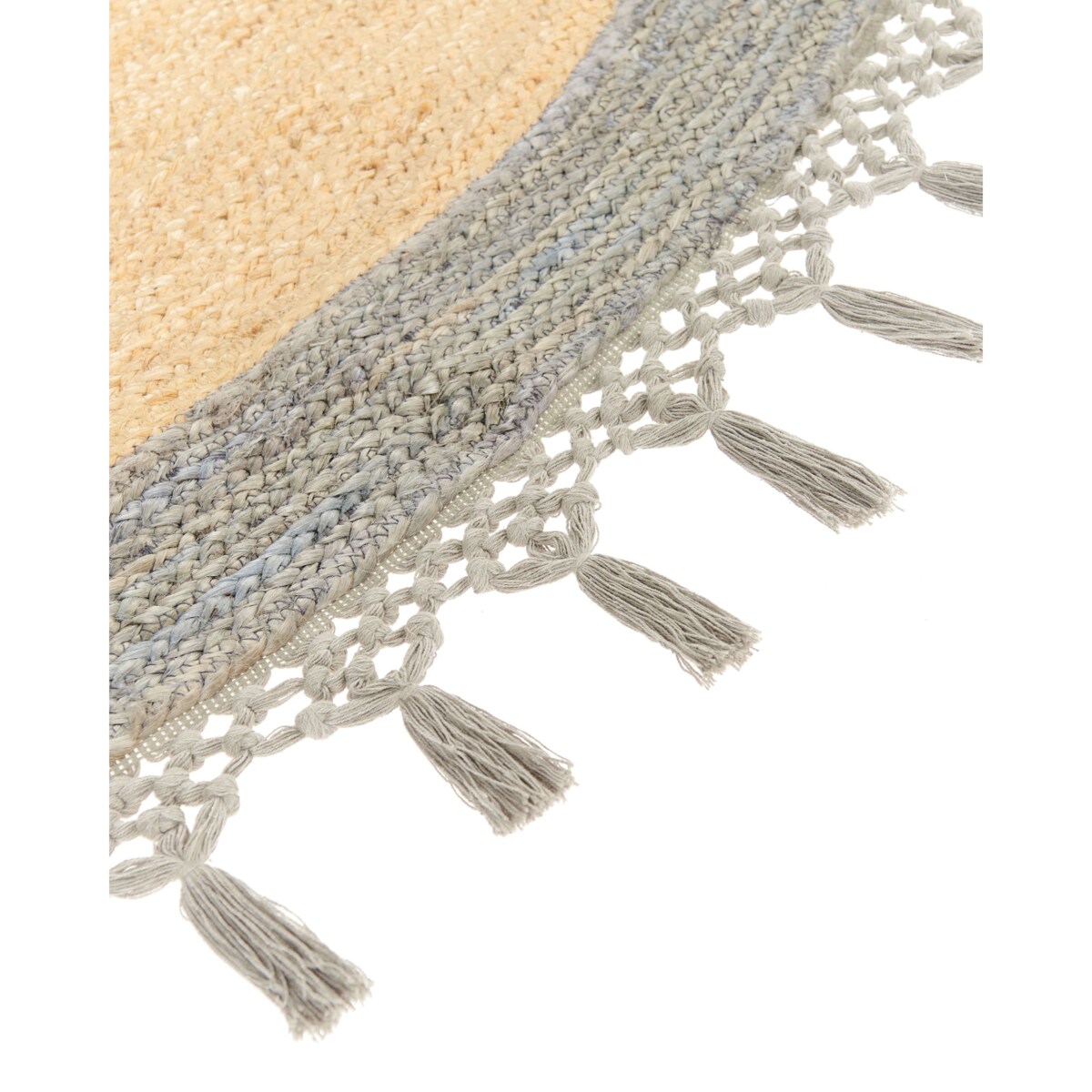 Dywan okrągły z juty 200 cm beżowy z szarym MARTS