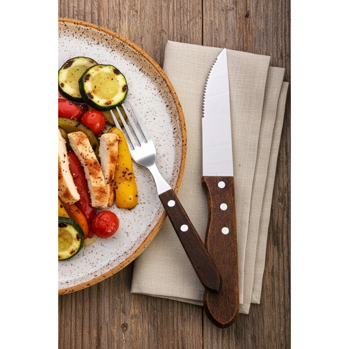 Zestaw sztućców sztućce do steków steka mięs pizzy na grilla grillowe KAMILLE