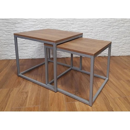 Stolik kawowy 2w1 CUBE orzech/srebrny