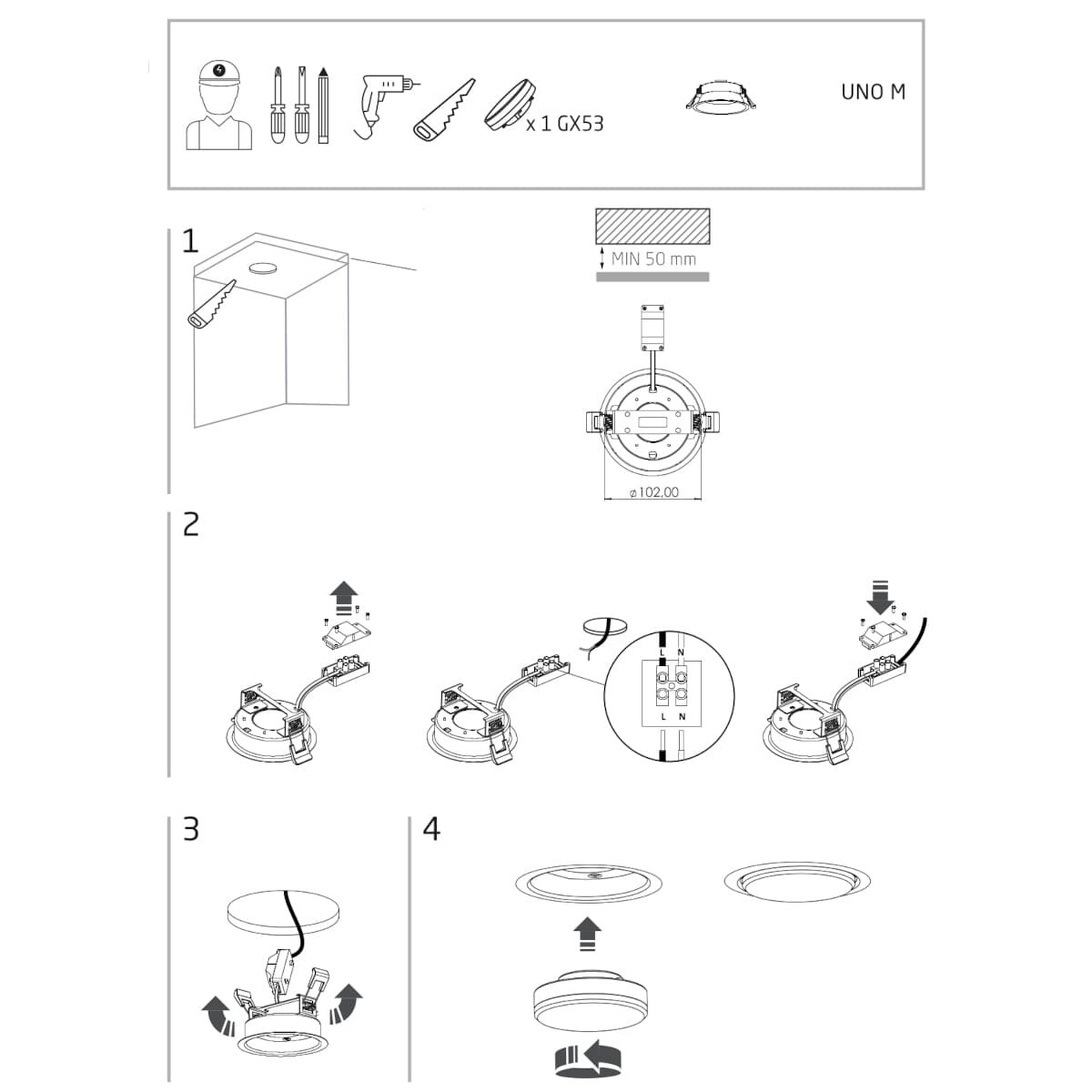 Okrągła lampa podtynkowa oczko Uno 10843 Nowodvorski kuchenna czarna