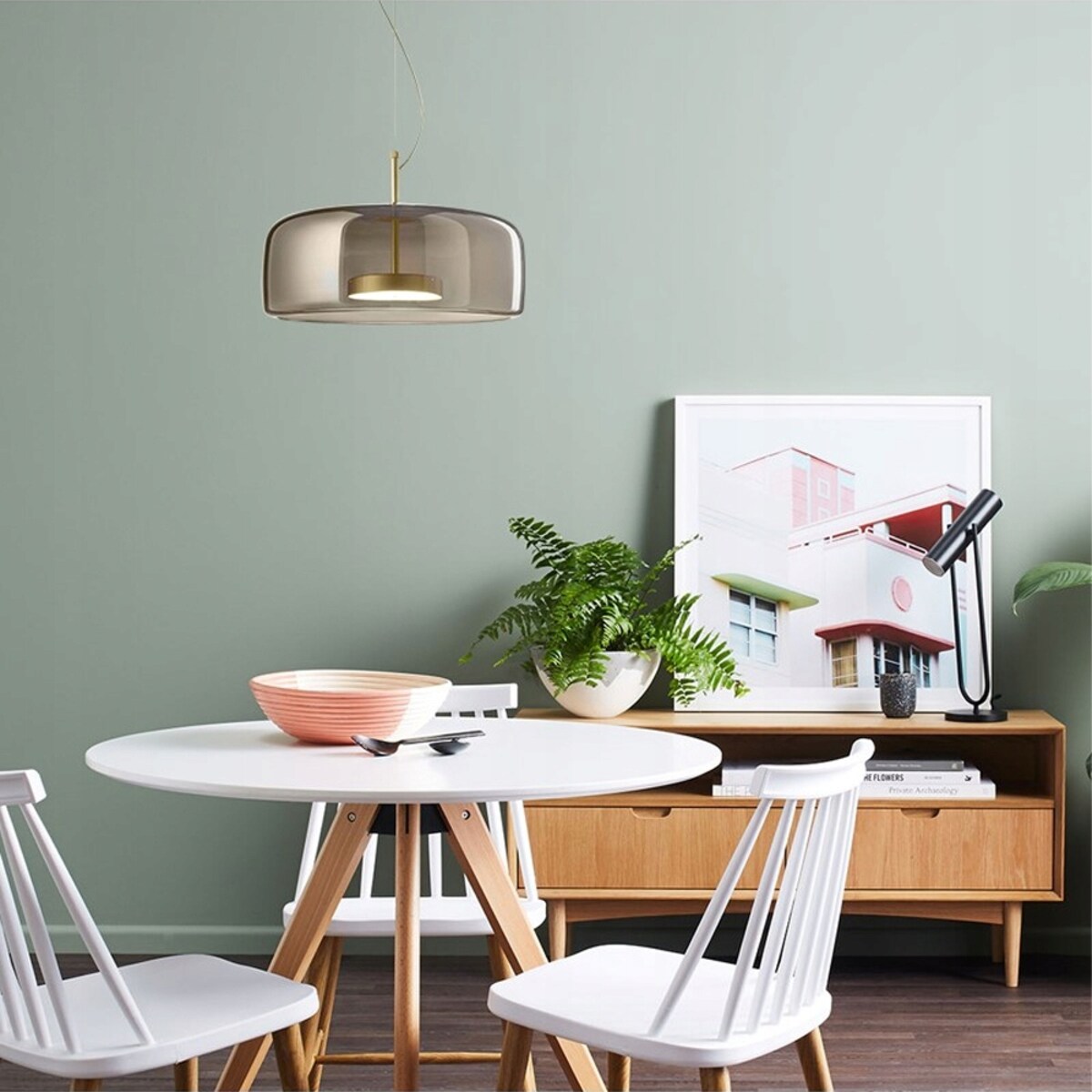 Lampa Wisząca Led Szkło Amber Nowoczesna Złota