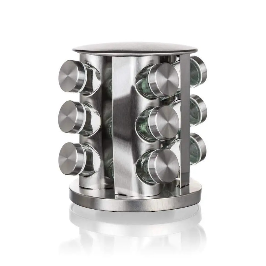 METALOWY PRZYPRAWNIK KOMPLET pojemniki na przyprawy prezent 85ml stojak