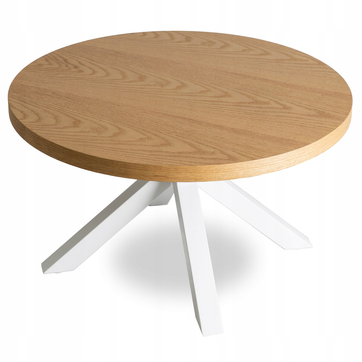 Stolik Kawowy Okrągły Mały Biały Dąb Złoty Loft Nowoczesny Ława LINCOLN