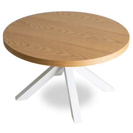 Stolik Kawowy Okrągły Mały Biały Dąb Złoty Loft Nowoczesny Ława LINCOLN