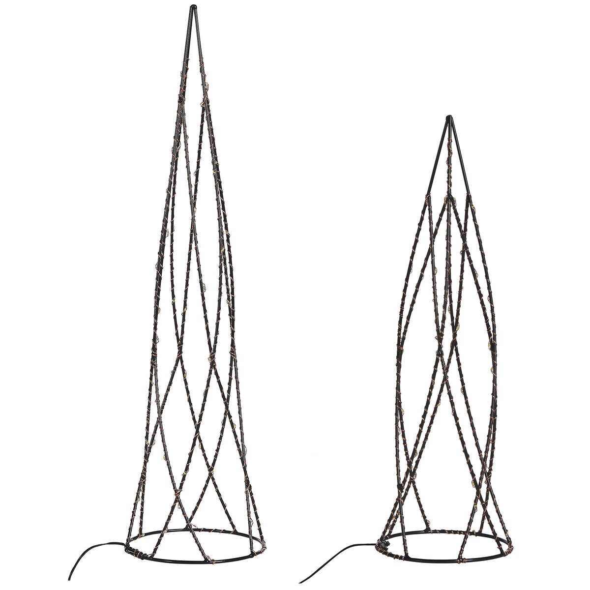 Zestaw 2 dekoracji świątecznych LED NEIDEN Choinka 52/38 cm Srebrny